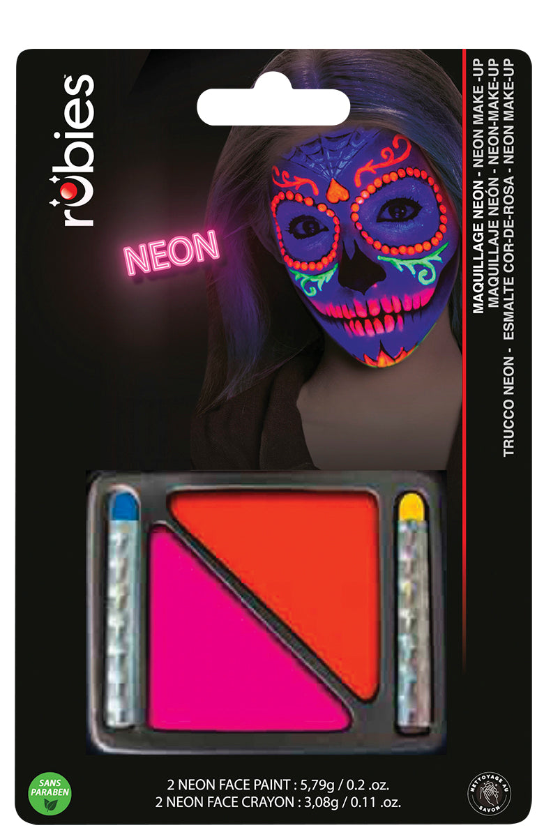 Maquillaje Neon Bicolor + 2 Lápices Naranja Rosa