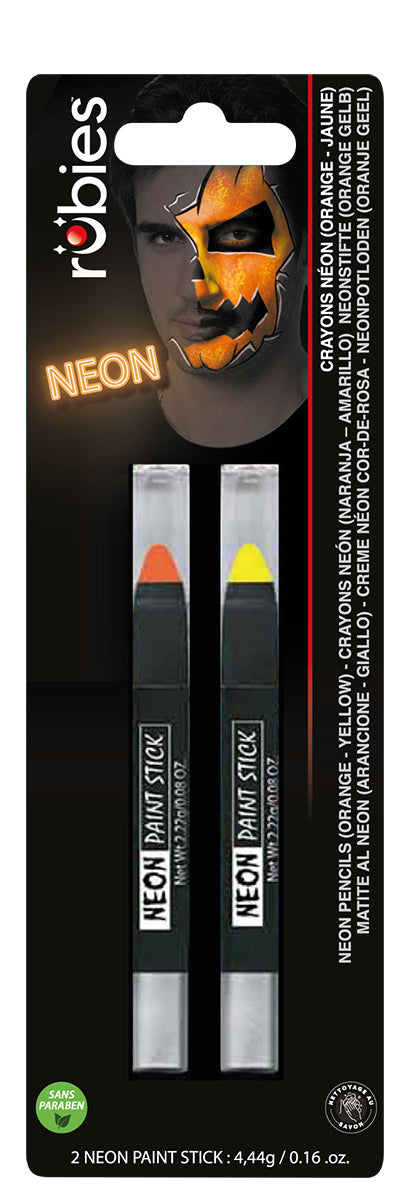 Dúo De Lápices Naranja Y Amarillo Neon