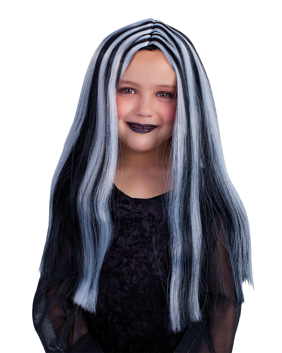 Black Witch Wig with White Highlights