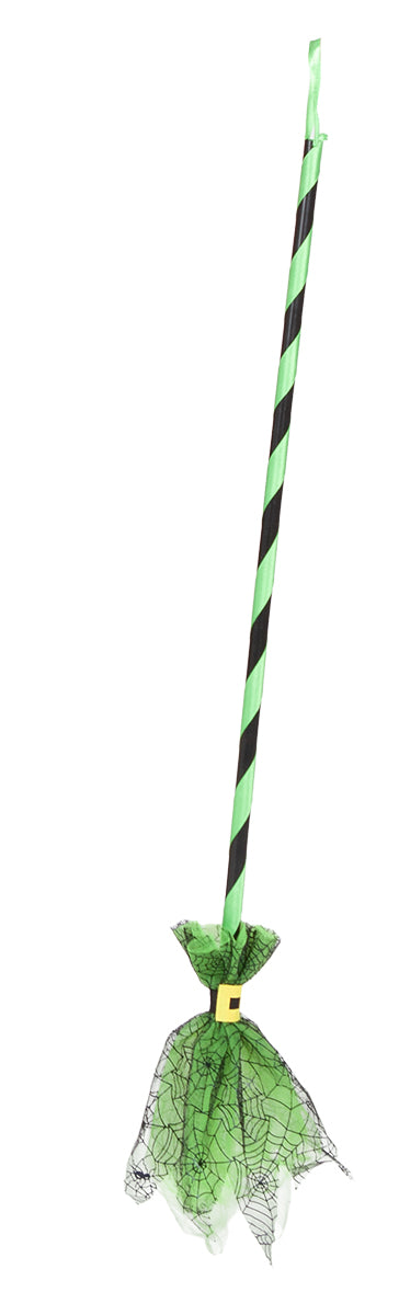 Green Spider Web Witch Broom 85 cm