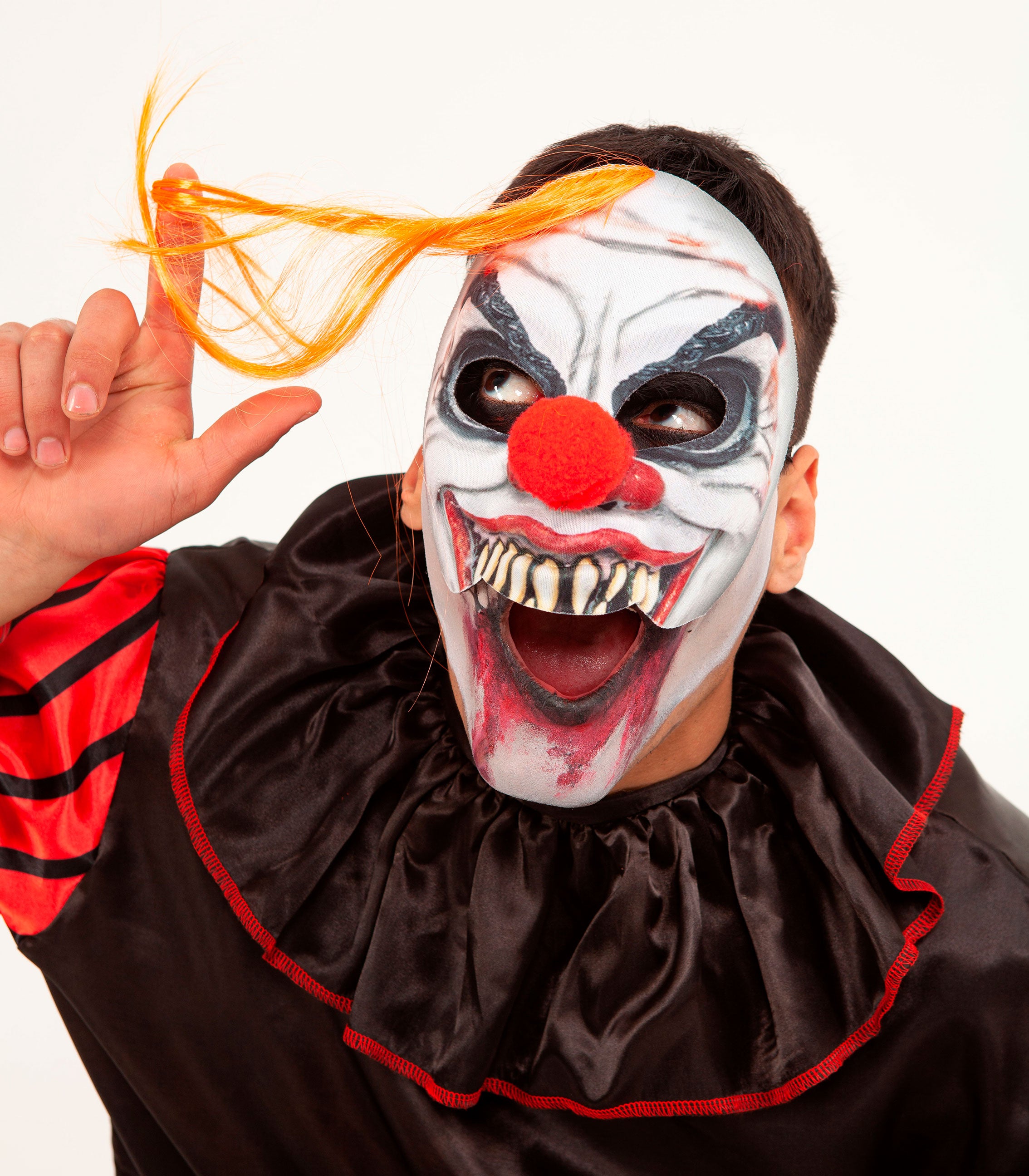 Media Mascara Payaso Con Pelo Naranja