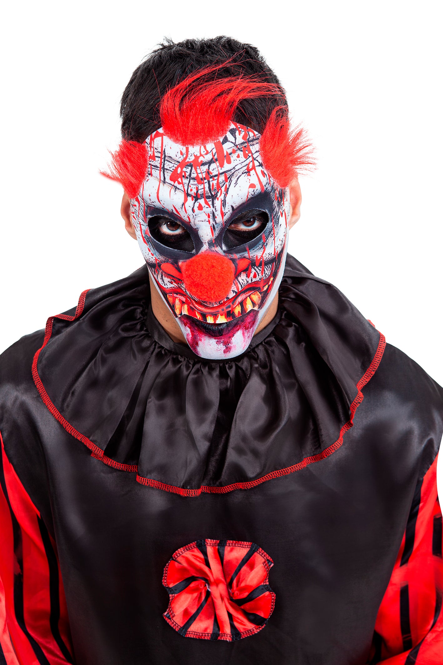 Media Máscara Payaso Con Pelo Rojo