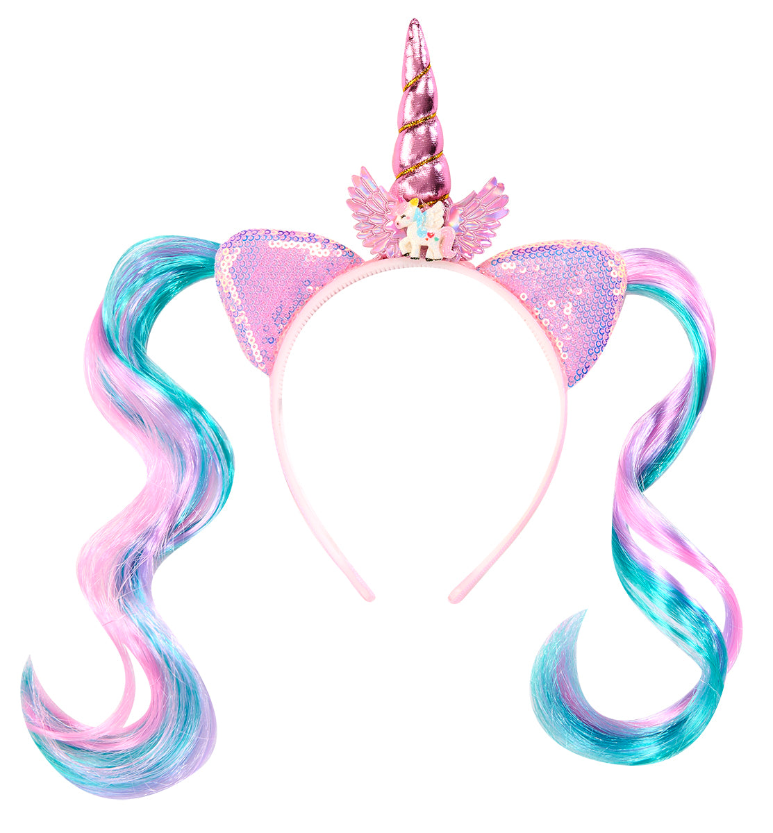 Diadema Unicornio Pinky Con Mechas