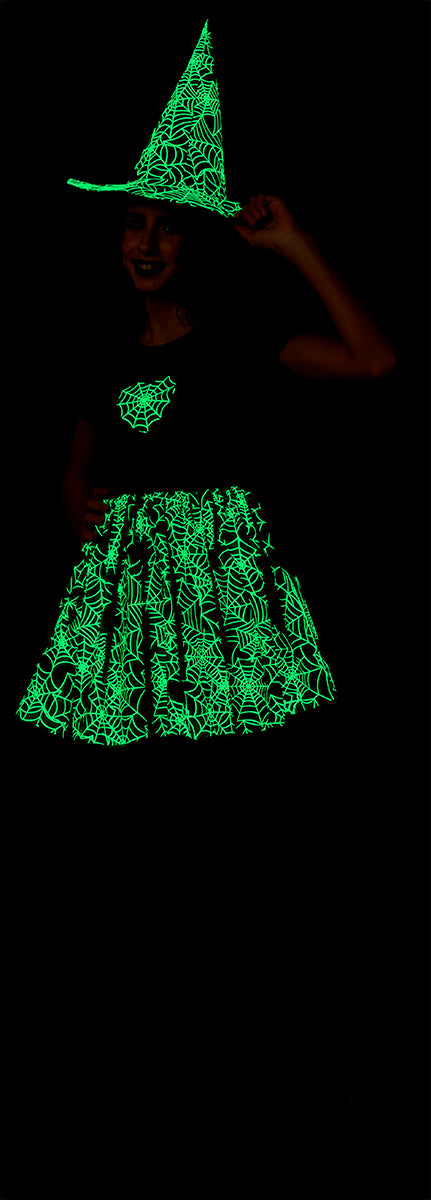 Disfraz Bruja Spiderweb Neon Verde Inf