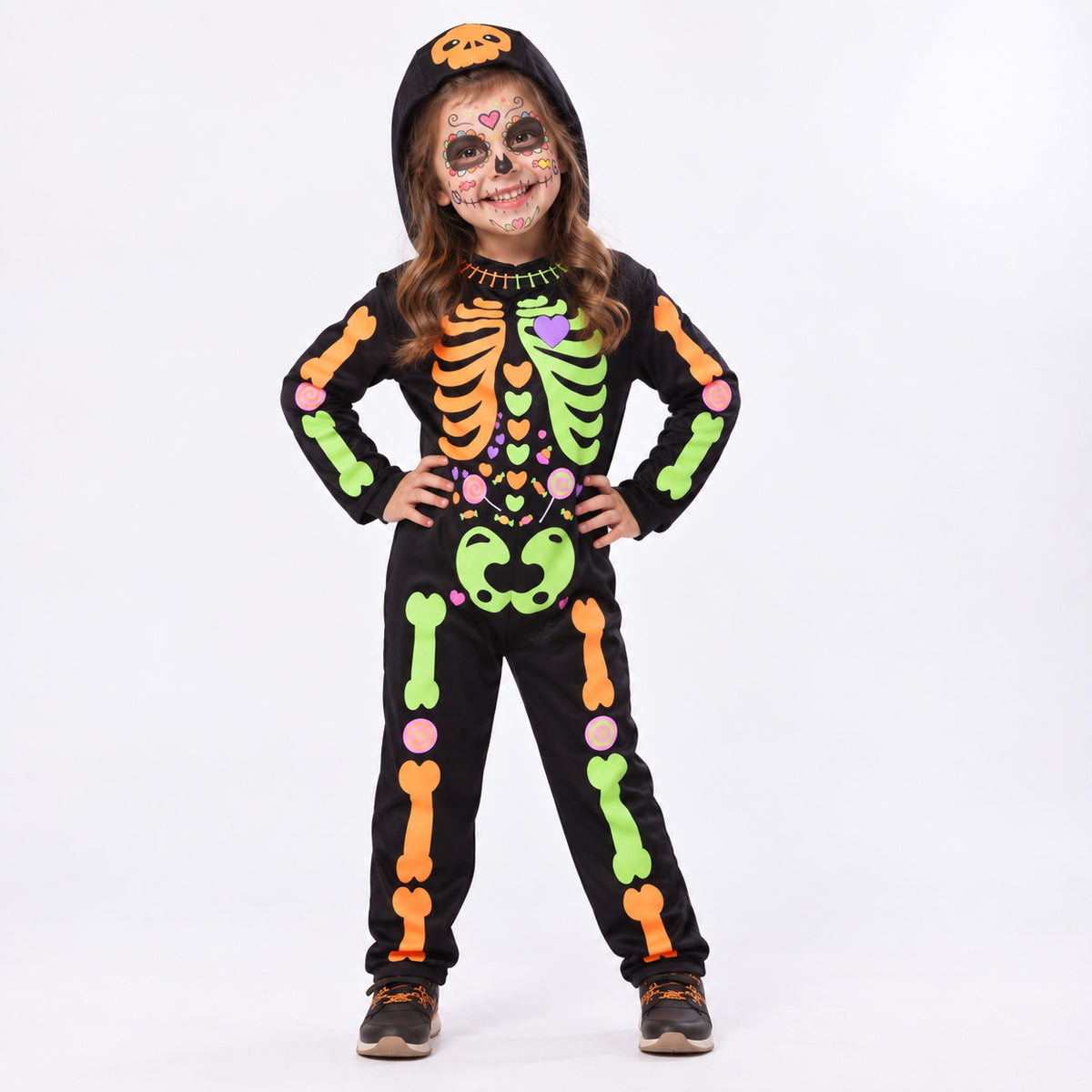 Skelet@ Costume Glittery Candy Inf