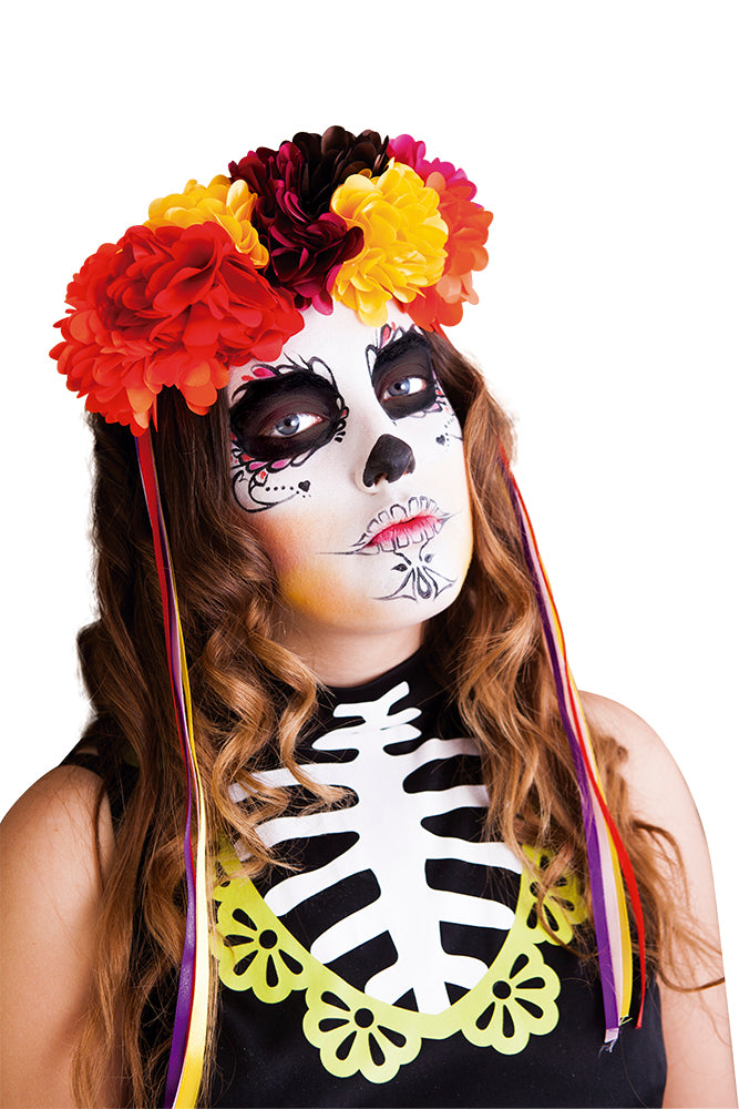 Diadema Lujo Katrina Rosas Colores Dia De Los Muertos