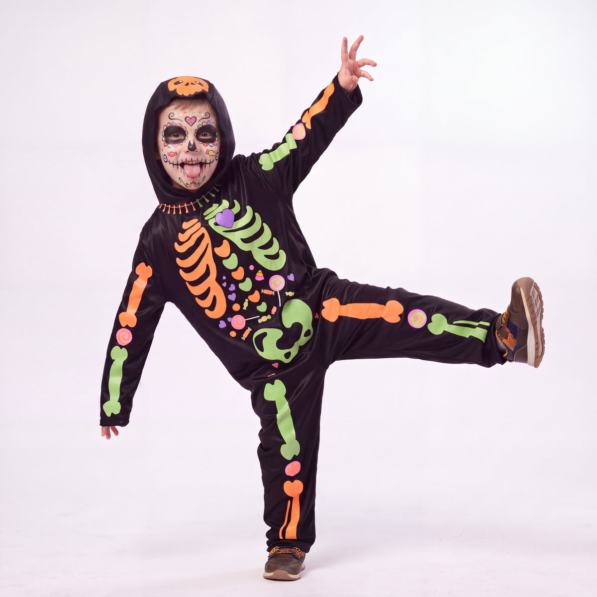 Skelet@ Costume Glittery Candy Inf